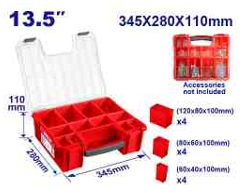 Plastic Organizer 345x280x110mm, PP Material, 12 Removable Cups, 3 Sizes